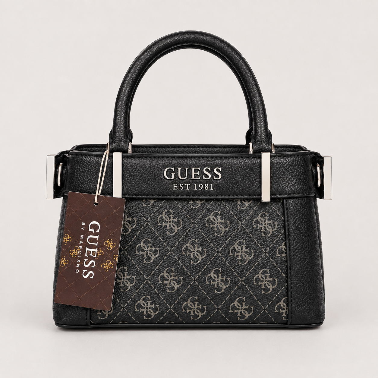 Klassik Monoqram və Romb Naxışlı Mini Tote Qadın Çantası