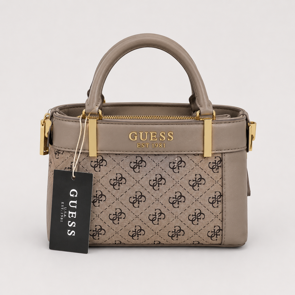 Klassik Monoqram və Romb Naxışlı Mini Tote Qadın Çantası