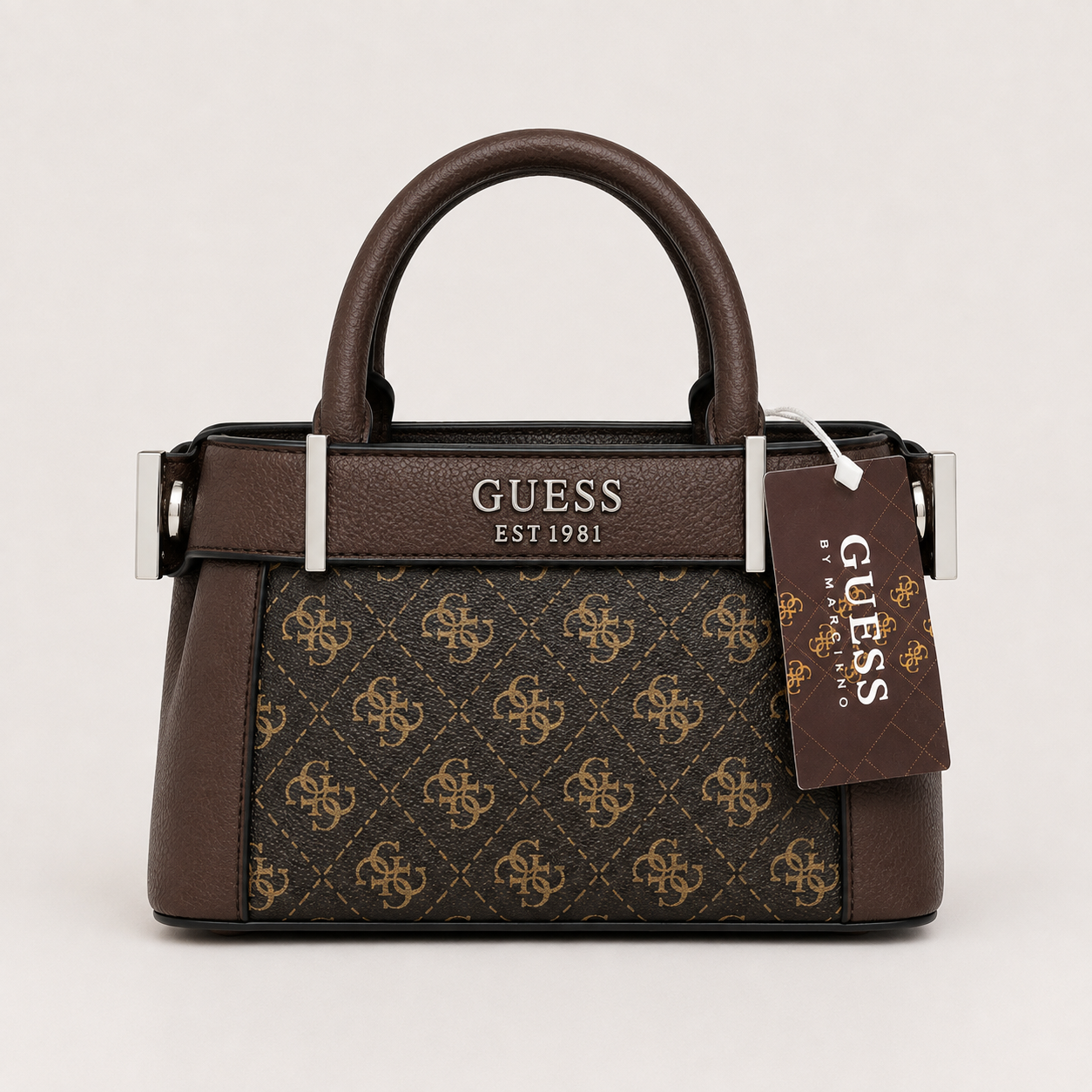 Klassik Monoqram və Romb Naxışlı Mini Tote Qadın Çantası